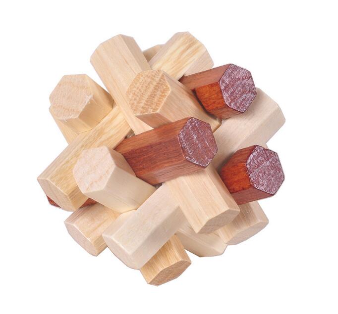 Casse-tête en Bois Burr Hexagonal