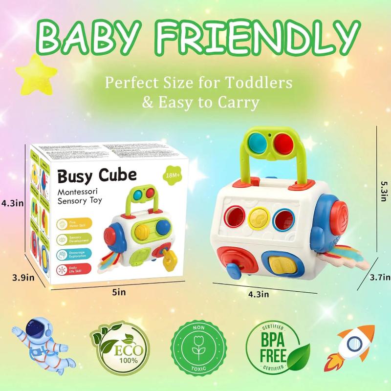 TravelTot™ 9-en-1 Cube Montessori Occupé (Jouet Fidget)