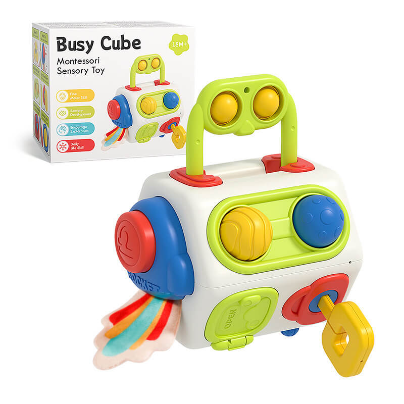 TravelTot™ 9-en-1 Cube Montessori Occupé (Jouet Fidget)