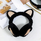 Cache oreilles fillette fourrure noirs avec panneaux dorés pailletés de fourrure douce pour protection auditive