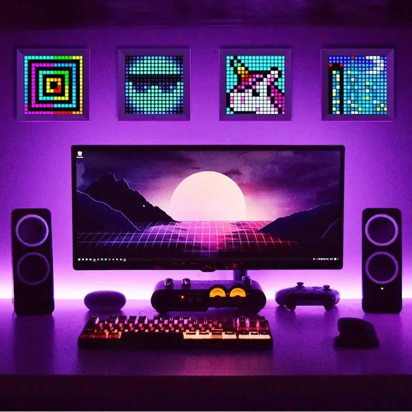 Digital Photo Frame Alarm Clock with Pixel Art