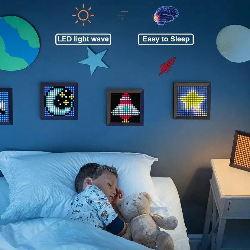 Digital Photo Frame Alarm Clock with Pixel Art
