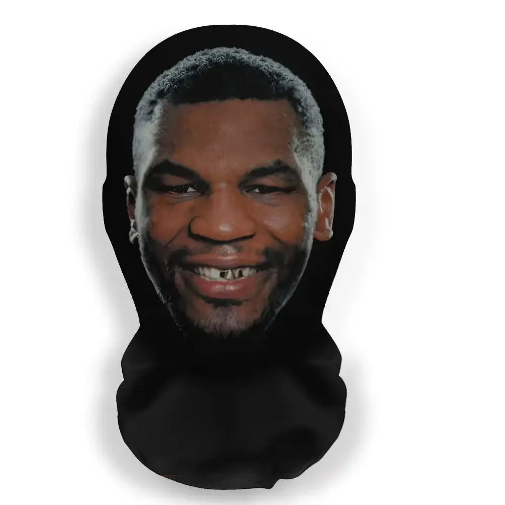 Cagoule masque collant noire avec impression 3d visage de mike tyson souriant pour un style unique