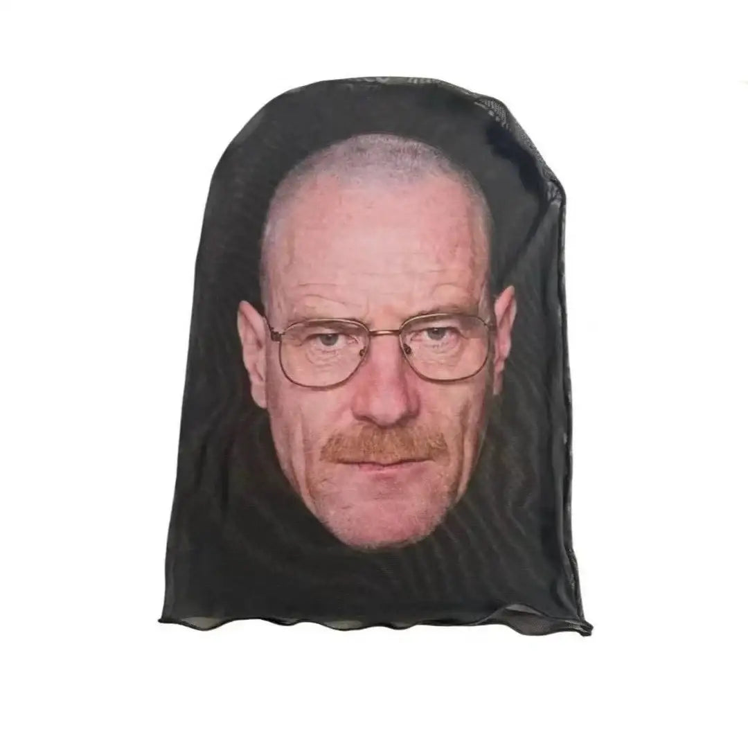Cagoule masque collant visage noir transparent avec portrait imprimé de walter white en collant masque 3d