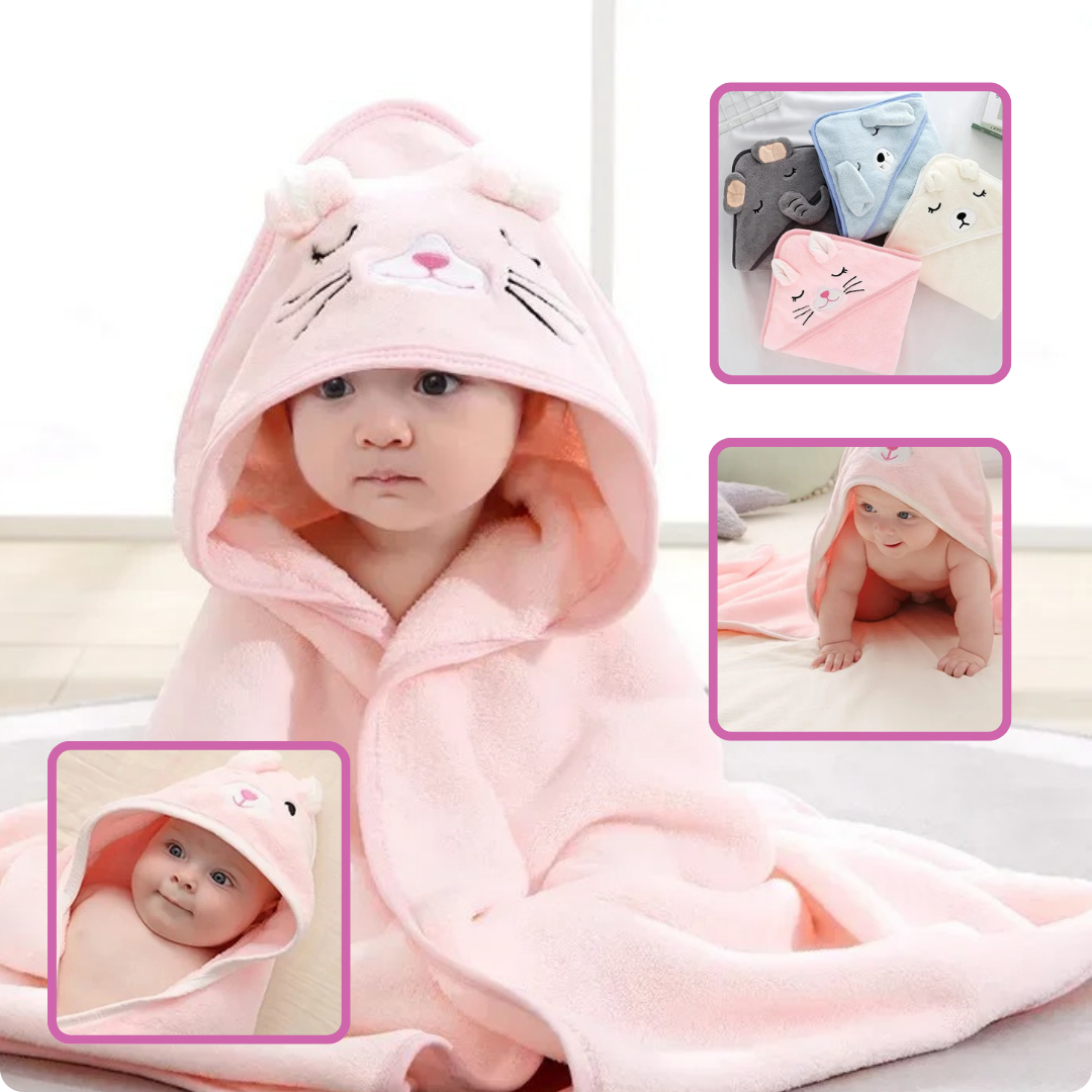 Cape de bain bébé | DadaZoo™ CHAT ROSE