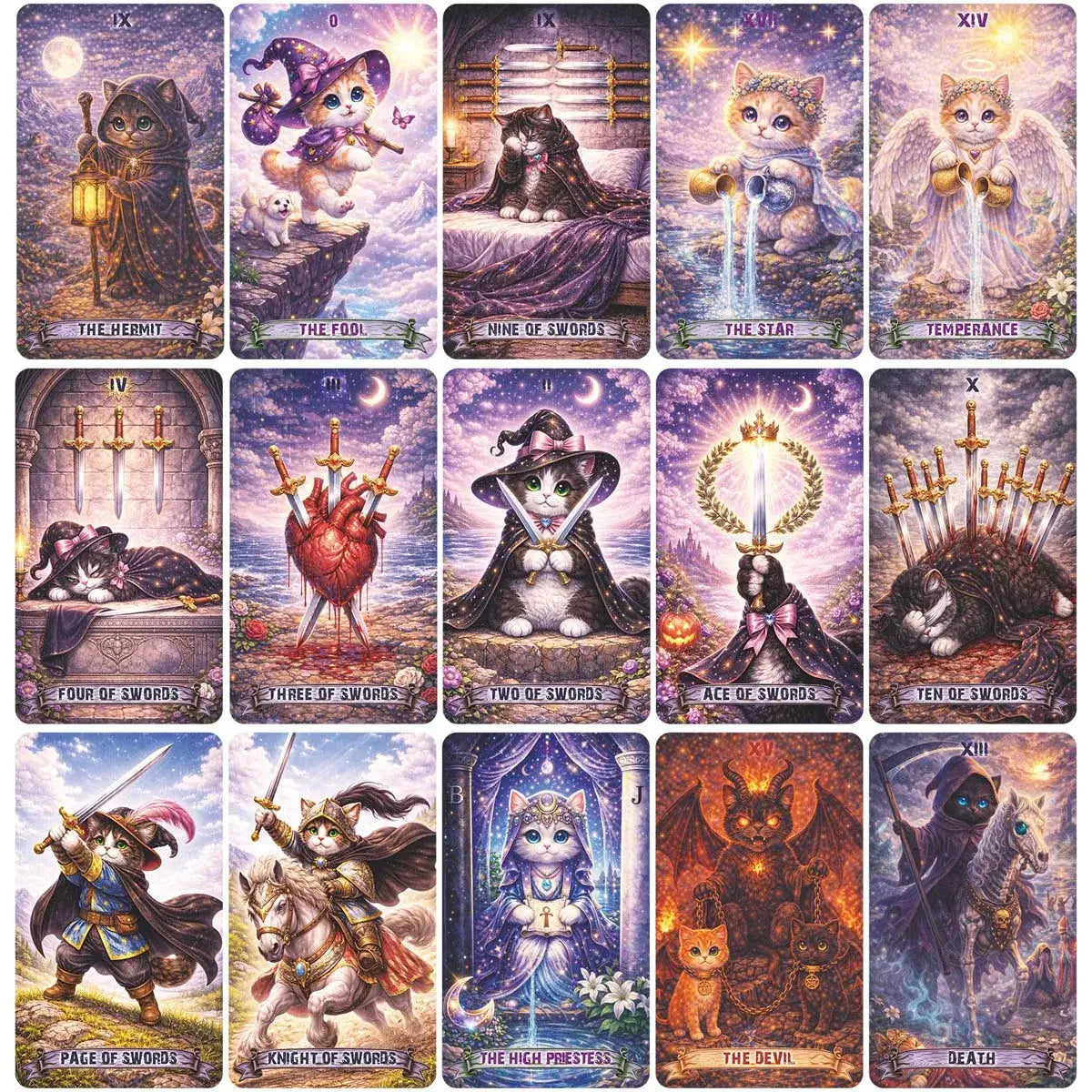 Tarot Cards Beginner English Magical Cats