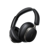 Casque audio bluetooth noir sans fil avec réduction active du bruit et coussinets en cuir synthétique doux