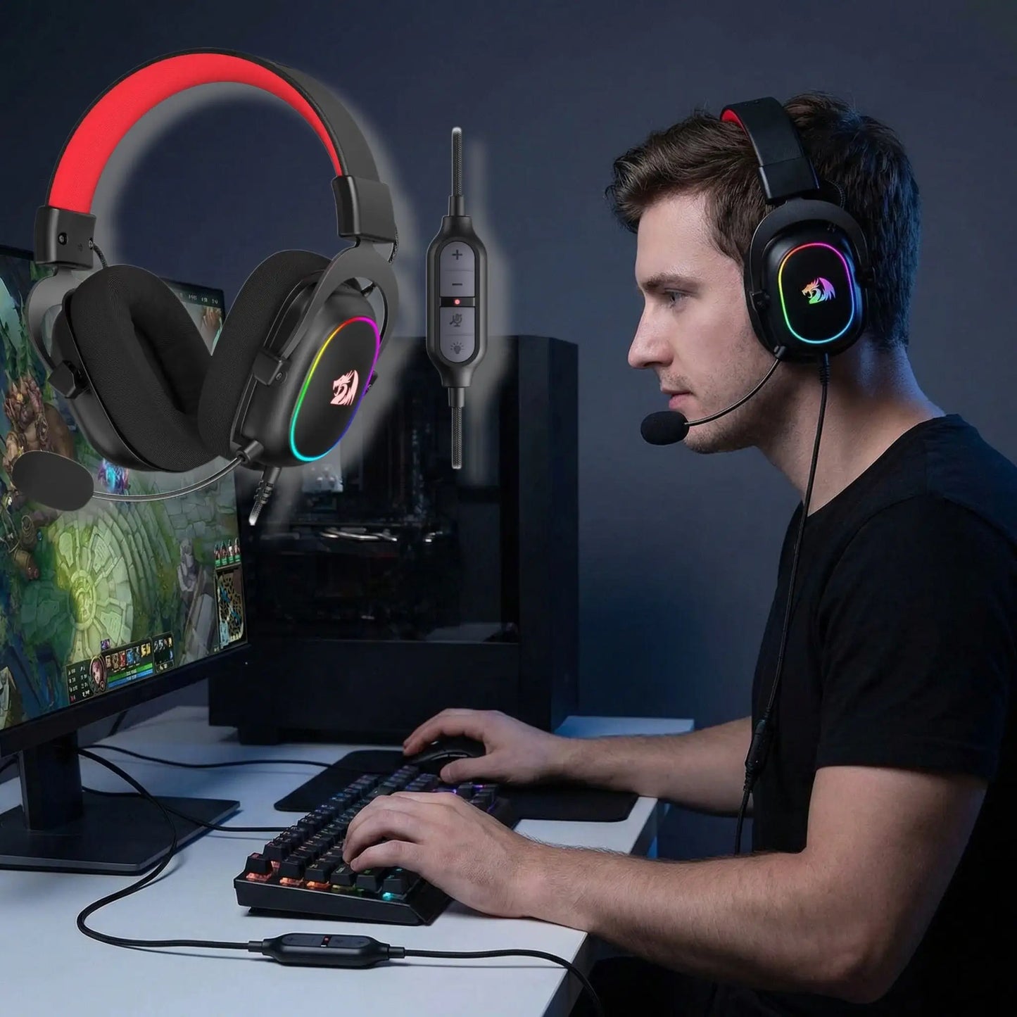 RGB Gaming Headset with USB Cable