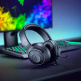 Casque razer kraken x gaming noir avec finition mate et microphone cardioïde pliable pour jeu essentiel