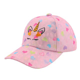 Casquette baseball licorne rose avec visage de licorne brodé et cœurs multicolores pour un style unique arc-en-ciel