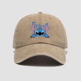 Beige casquette baseball coton unisexe disney stitch avec broderie personnage bleu et oreilles violet