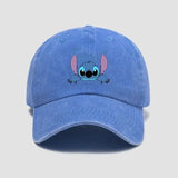 Casquette baseball unisexe disney stitch en coton bleu denim avec personnage brodé stitch sur le devant
