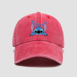 Casquette baseball unisexe coton rose pâle avec personnage stitch brodé bleu casquette baseball disney stitch
