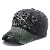 Casquette mode original unisexe en tissu durable gris foncé et vert olive avec broderie vintage original the black