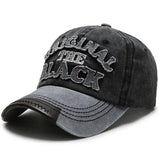 Casquette mode original unisexe en tissu durable noire et grise avec logo brodé original the black en style vintage
