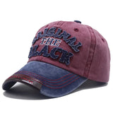 Casquette mode original unisexe en tissu durable maroon et bleu marine avec lettrage brodé original the black