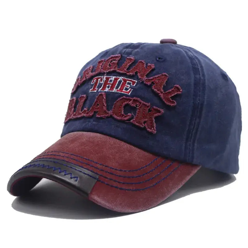 Casquette mode original unisexe en tissu durable avec logo brodé original the black bleu marine et bordeaux
