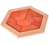 Casse-tête en bois tangram " Pique & Coeur "