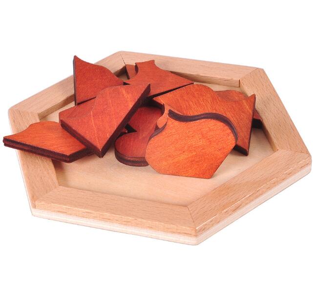 Casse-tête en bois tangram " Pique & Coeur "