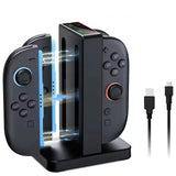 Chargeur joy-con magnétique switch 2 noir avec led rouge et bleue pour une insertion facile switch accessoire indispensable nintendo