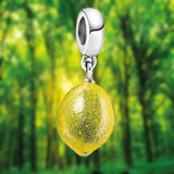 Yellow Lemon Collar Charm Sterling Silver