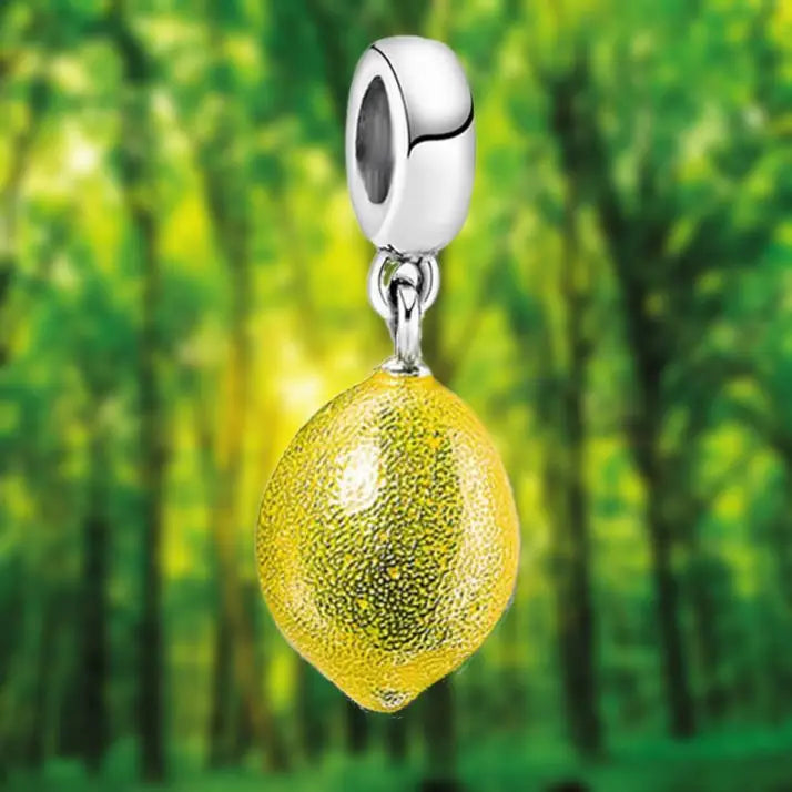 Yellow Lemon Collar Charm Sterling Silver