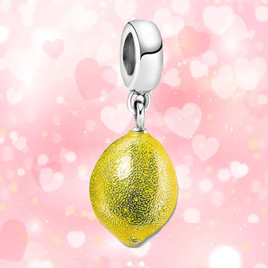Yellow Lemon Collar Charm Sterling Silver