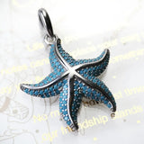 Blue Sterling Silver Starfish Pendant Charm