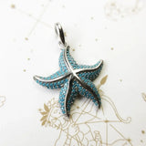 Blue Sterling Silver Starfish Pendant Charm