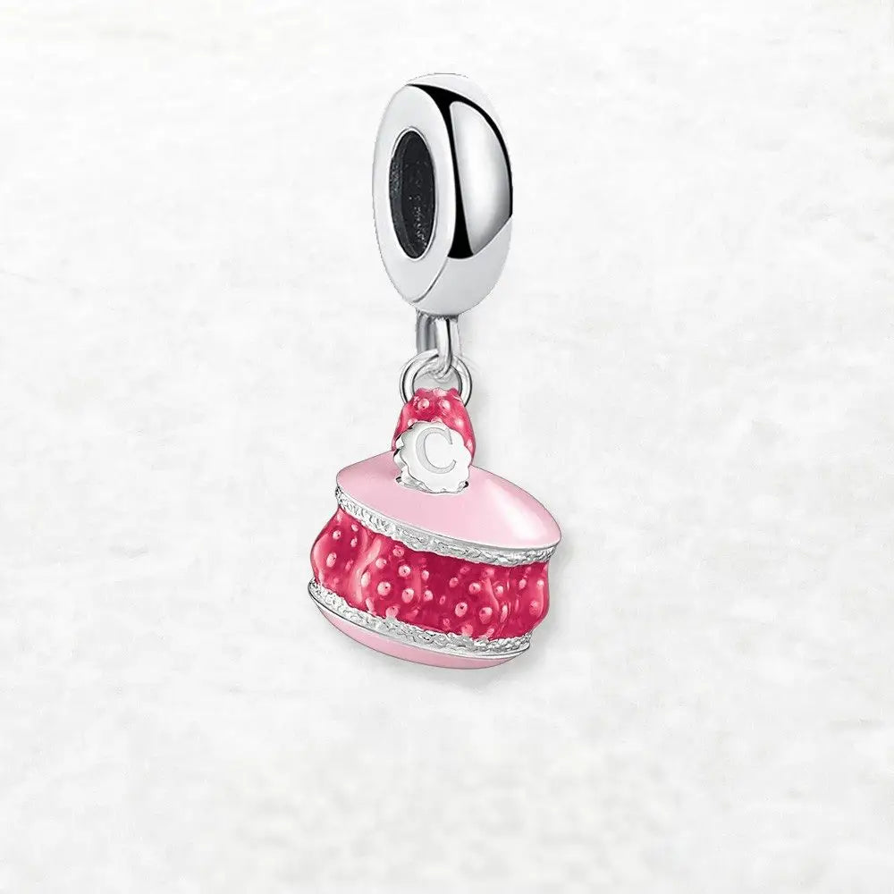 Strawberry Macaroon Silver Charm Pendant
