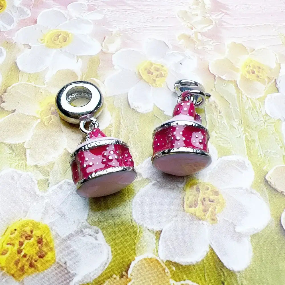 Strawberry Macaroon Silver Charm Pendant