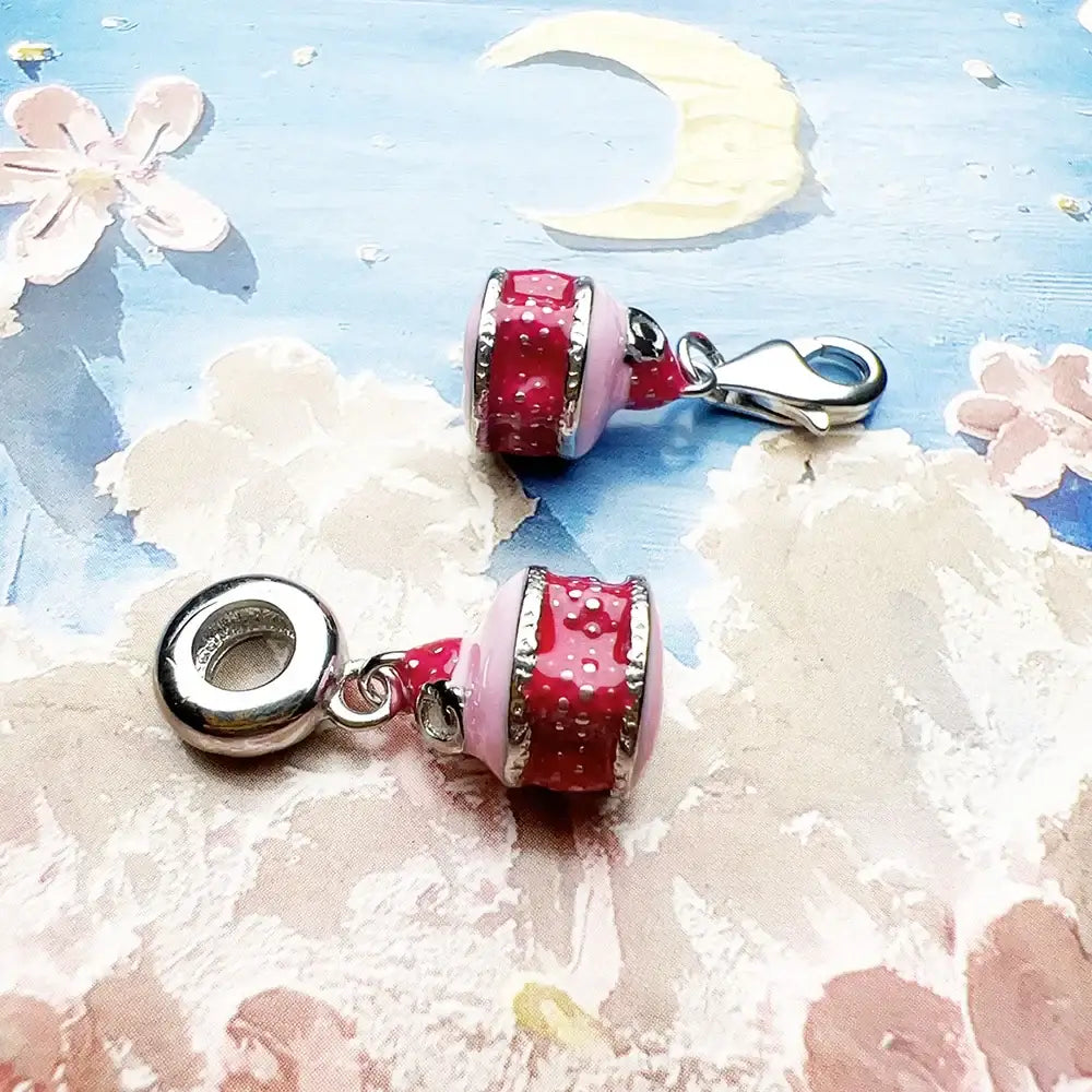 Strawberry Macaroon Silver Charm Pendant