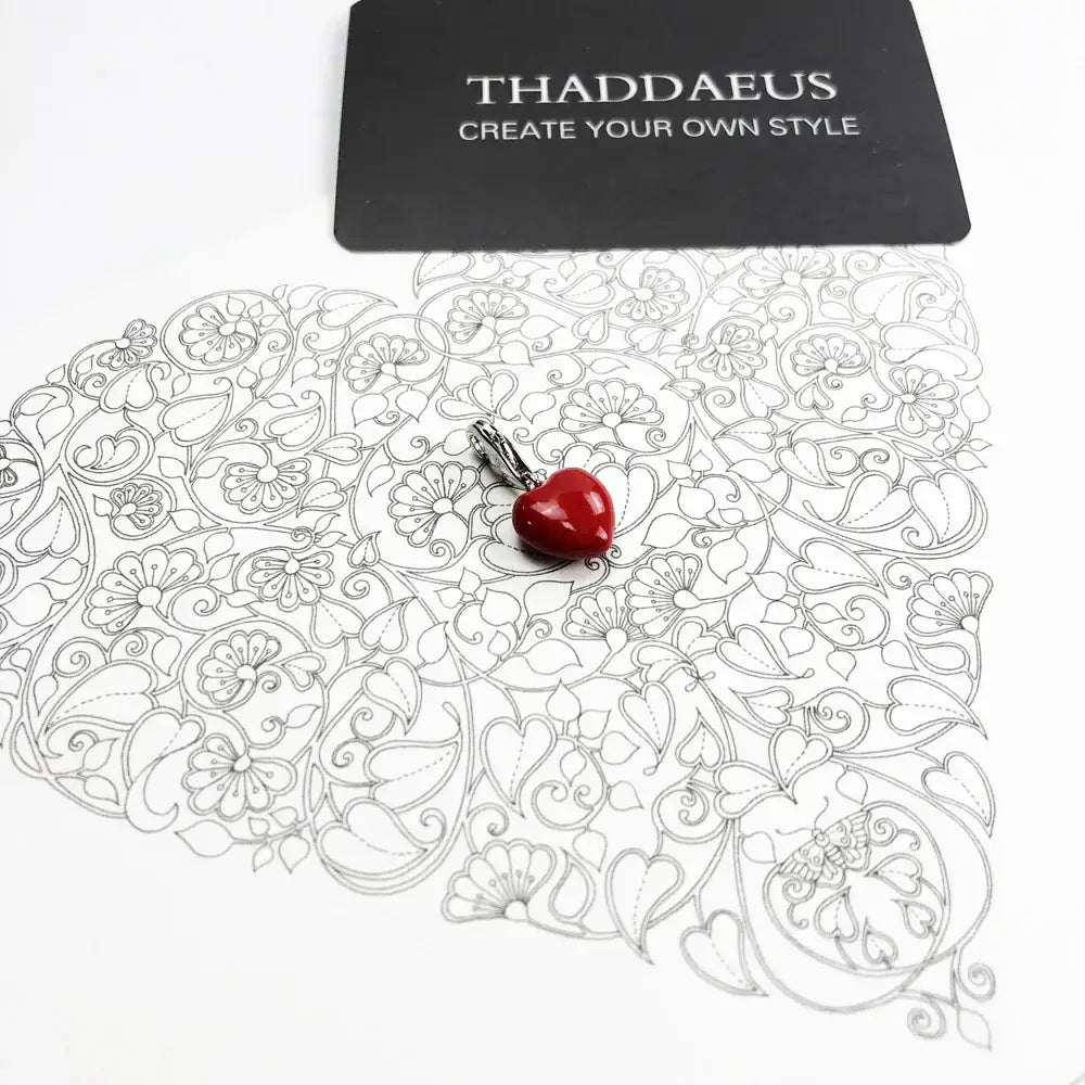 Red Heart Charm Pendant Silver