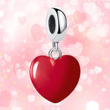 Red Heart Charm Pendant Silver