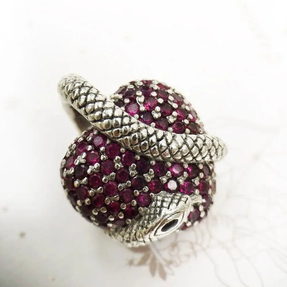 Sterling Silver Serpent Heart Charm Pendant