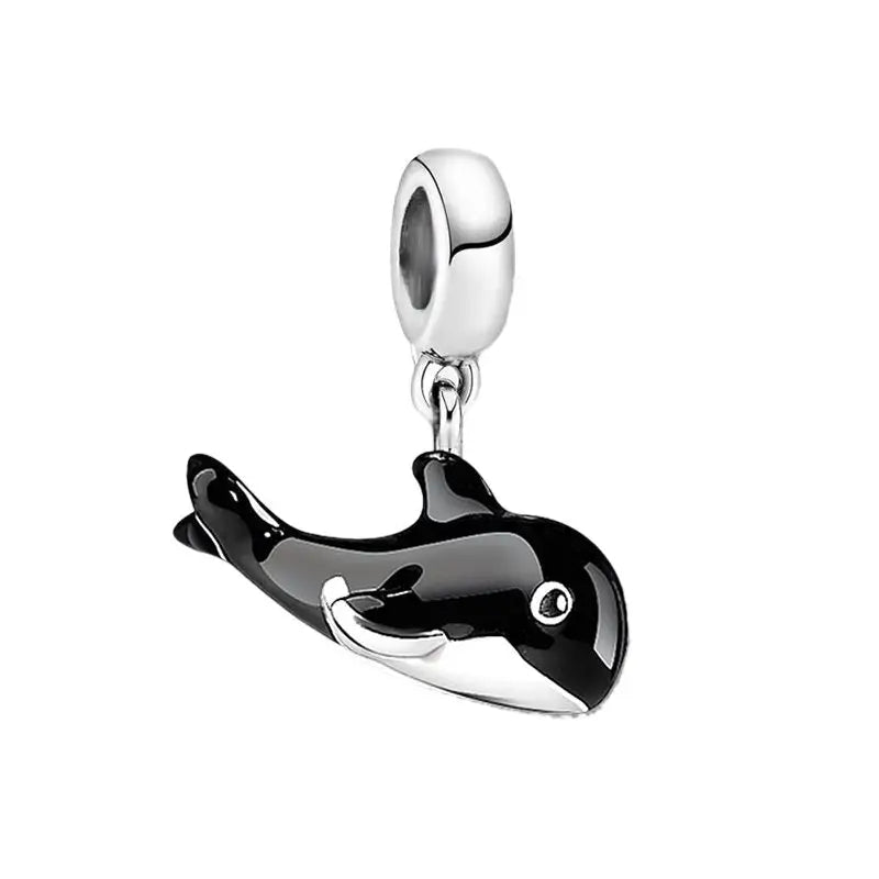Charm pendentif orque en argent avec finition métallique polie noir et argent bijoux symboliques élégant