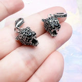 Black Panther Head Pendant Charm Silver Zircon