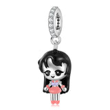 Charms argent 925 Éclat exceptionnel représentant une fille chibi style sailor moon en robe rose et argentée