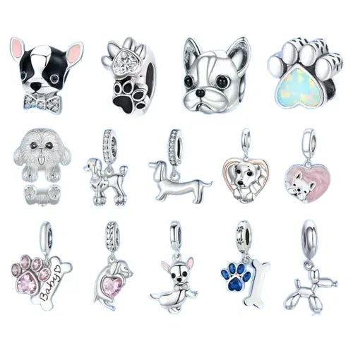 Dog Silver Bracelet Charms