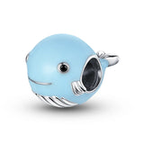 Charme océan en émail bleu clair avec accents argent et œil en pierre noire pour bracelet océan