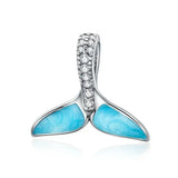 Charms argent de queue de baleine en argent avec nageoires émail turquoise et cristaux pour bracelet océan