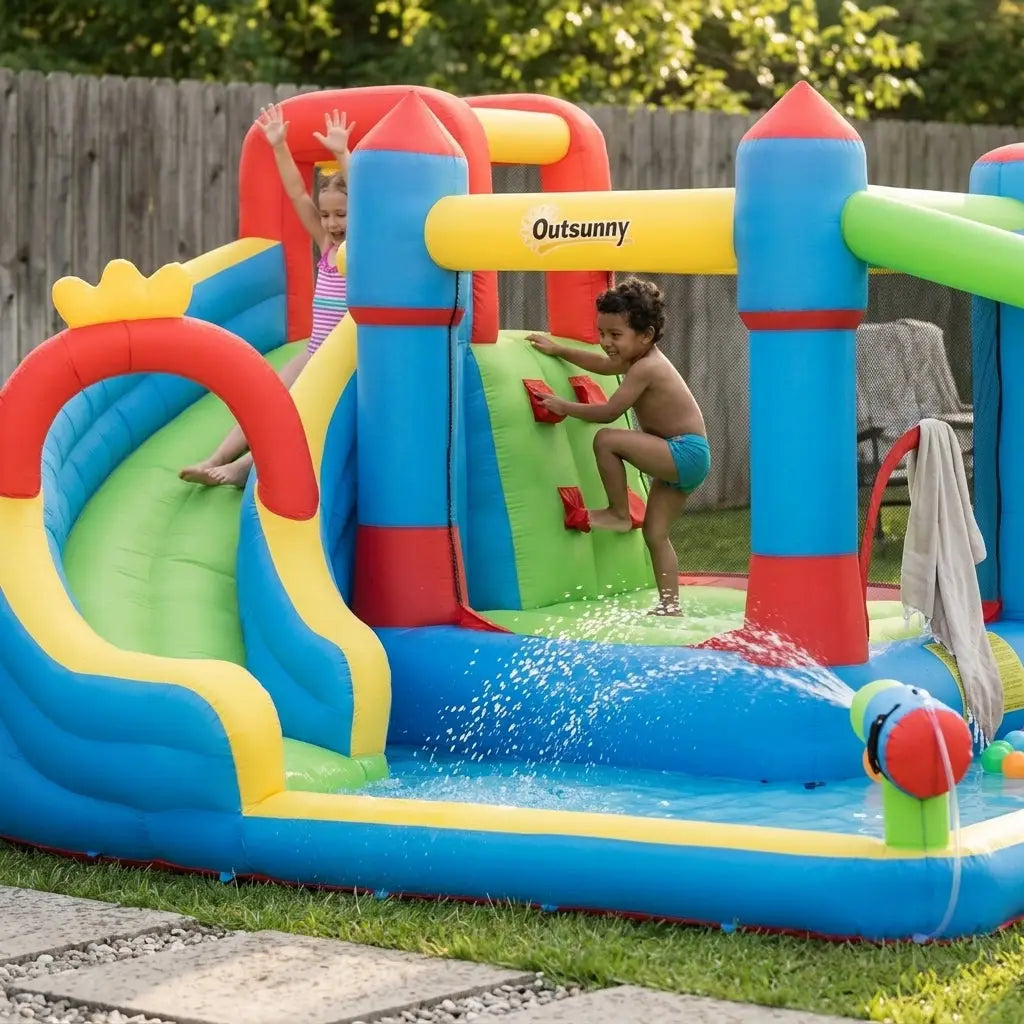 Inflatable castle with paddling pool