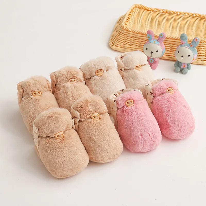 Chaussons fourrés pour bébé réversible