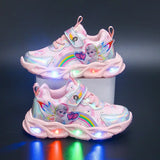 Chaussures disney lumineuses pour filles avec lumières led intégrées roses irisées et accents arc-en-ciel elsa frozen