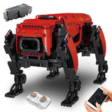 Chien robot télécommandés boston dynamics en briques rouges et noires avec roues et membres articulés pour mobilité