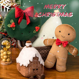 Set di Peluche Festivi Omino di Pan di Zenzero & Igloo (Giocattolo Morbido per le Feste)