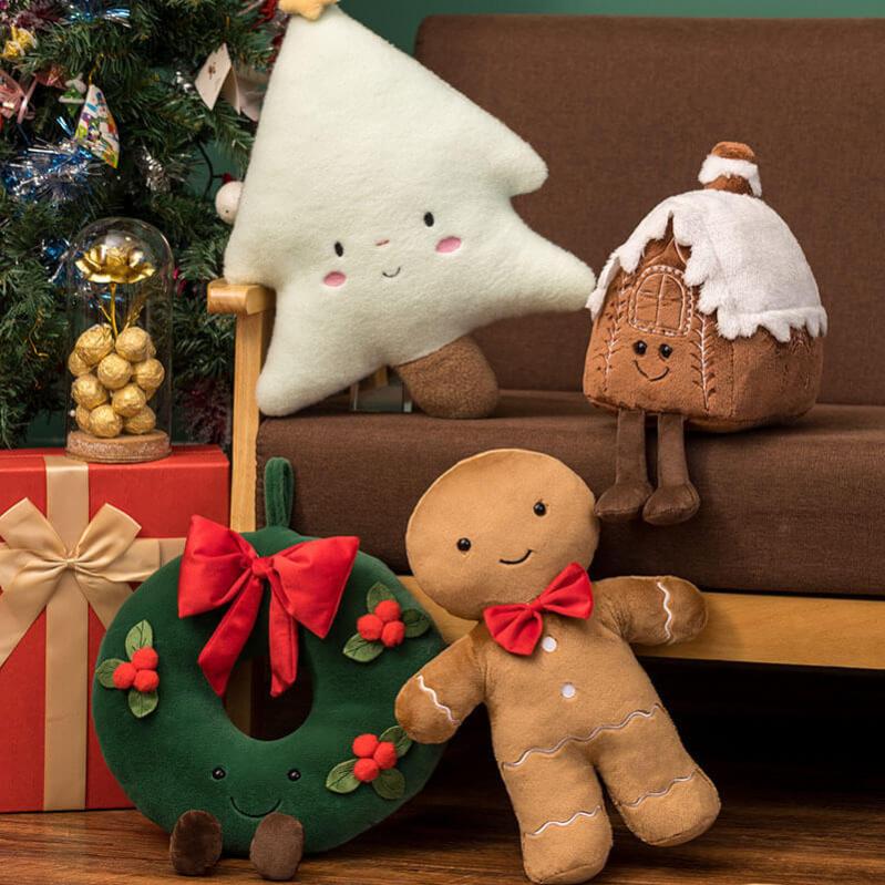 Set di Peluche Festivi Omino di Pan di Zenzero & Igloo (Giocattolo Morbido per le Feste)