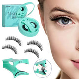 Faux cils magnétiques réutilisables teal avec applicateur dans boîte compacte pour cils magnétiques et déguisement carnaval