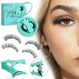 Faux cils magnétiques réutilisables teal avec clips dapplication dans un étui compact pour déguisement carnaval