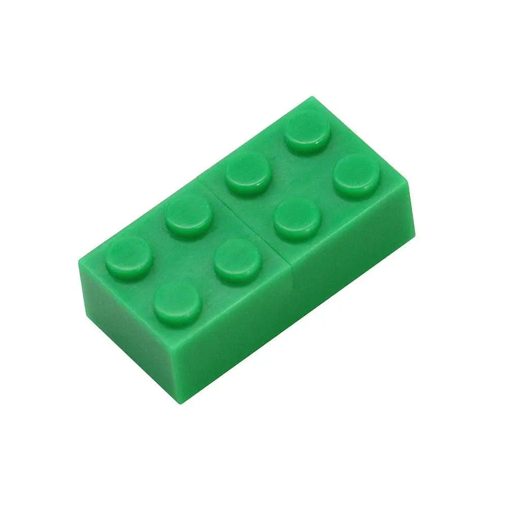 Clé usb en forme de lego verte avec huit plots circulaires idéale pour déguisement carnaval et magasins de jouets